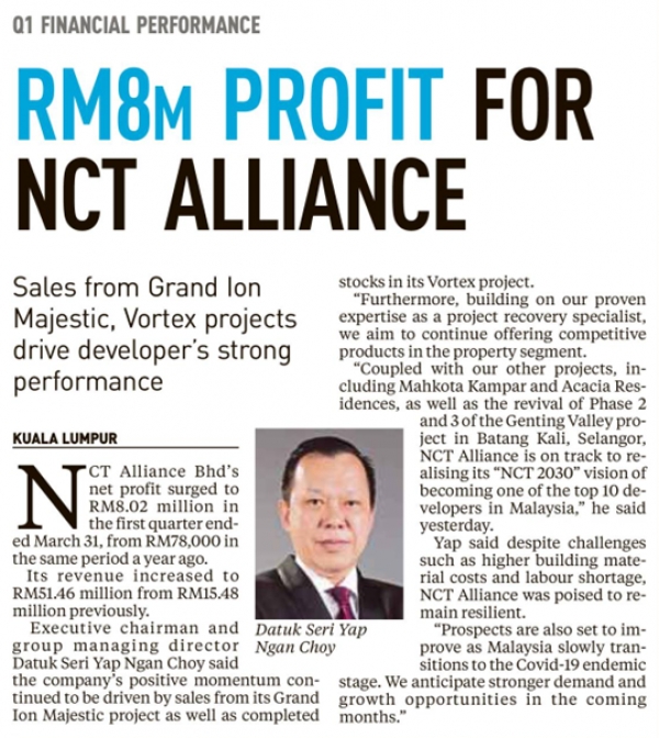RM8M Profit for NCT Alliance